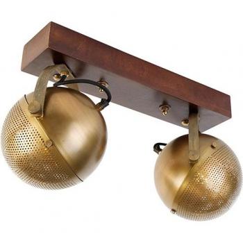 Spot a 2 luci stile industriale, bronzo e legno – Haicha