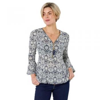Blue Lace Zip Front Top for Women – Joe Brown