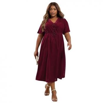 Robe de Fête Maxi Velours Rouge Yours Curve 22-24