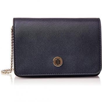 Tommy Hilfiger Damen Leder Statement Umhängetasche Schwarz – 1x1x1 cm