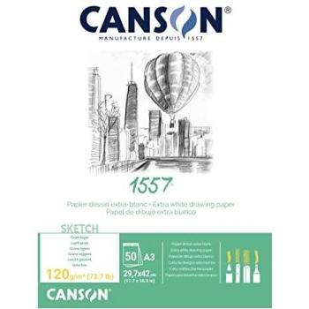 CANSON 1557 Skizzenpapier A3, 50 Blatt, 120 g/m²