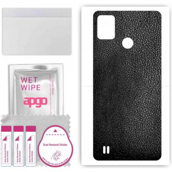 Película Resistente Patrón de Cuero Negro APGO Tecno Pop 4 Pro