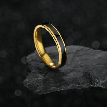 Anneau de mariage en acier inoxydable noir or 2MM pour hommes