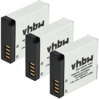 Nuova Batteria VHBW 3x Li‑ion 600 mAh per Lumix DMC‑GM5 (Sostituzione DMW‑BLH7PP)