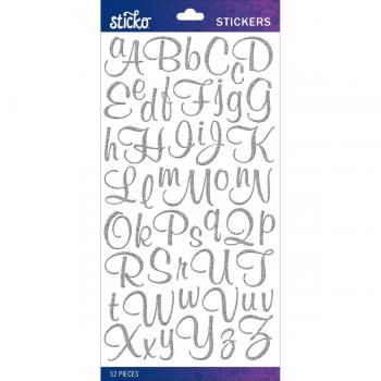 Sticko Silver Glitter Script Alphabet Stickers