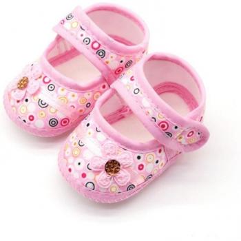 Baby Girl Floral Pattern Breathable Slip-On Shoes with Anti-Slip Feature