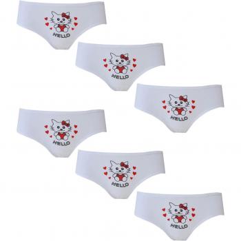 Slip per Bambina in Cotone Bianco 6 Pezzi 3-4 Anni