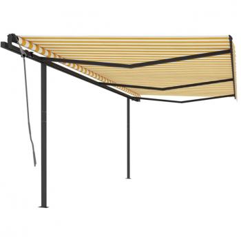 Vidaxl Manual Awning with Posts 6x3 m Yellow and White