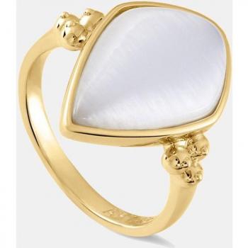 AGATHA PARIS Anillo Fino Eclipse Blanco en Tono Dorado Colección Sara Carbonero Mujer