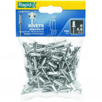 RAPID Standard Aluminum Rivets 4.8 x 14mm (Bag of 100) RPD5000381