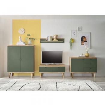 Eiche Modern Wohnzimmerset AVEZZANO-61, 4-teilig in Grün