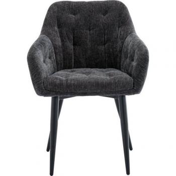 Esszimmerstuhl Cannes (Home Affaire) – Doppelset, grau Anthrazit/Schwarz, Bouclé‑Tuch