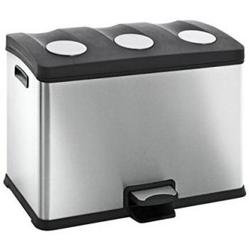 Papelera de pedal EKO Rejoice 3x12 L Plata Mate