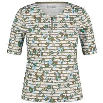 Floral Raben Rundhalsshirt mit Reißverschluss, Damen 44