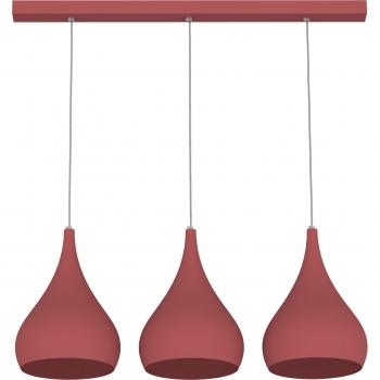 Lumicom Calice Línea Lámpara Pendiente 3x E27, Máx 42W, Metal Rojo Ø20cm