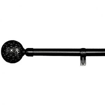 Barra de Cortina Extensible con Soportes y Anillos de Plásticos en Negro