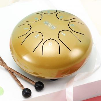 6-Inch 8-Tone Tongue Drum in Alloy Steel with Mallets and Storage Bag SEC88