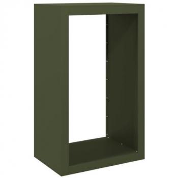 Leñero de acero verde 60x40x100 cm, soporte para leña