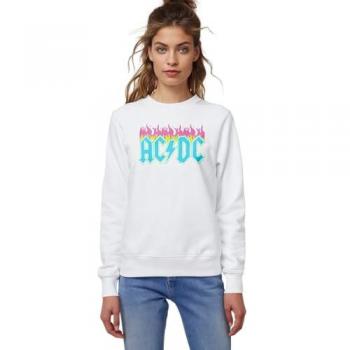 F4NT4STIC Damen Sweatshirt ACDC Neon Flames Gr. S, weiß