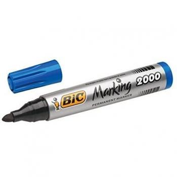BIC Marqueur permanent pointe ogive corps plastique encre à base d'alcool Bleue 2000