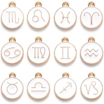 12pcs Set Double-Sided Alloy Constellation Jewelry Charms for DIY Accessories