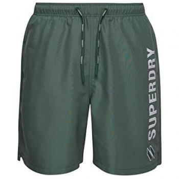 Superdry Herren Badeschort 19 Zoll – Grüner Recycelter Applikationslook (S)