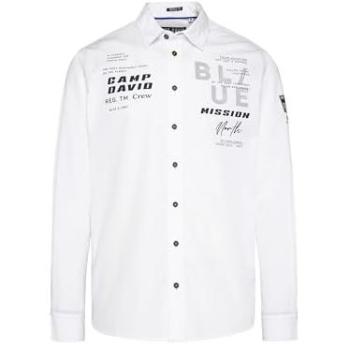 Herren‑Langarmkleidungsstück CAMP DAVID S – Weißes Baumwoll‑Print-Hemd