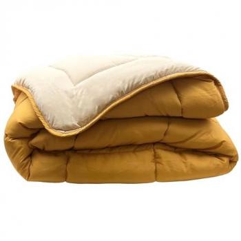 Couette été 140×200 cm COCOON BICOLORE Jaune miel/Galet – Garnissage fibre créuse