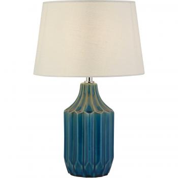 Blue Ceramics Table Lamp – Ridged Finish