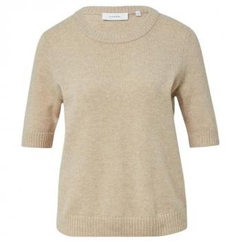 Damen Pullover „Comma“ – Beige, Rippbündchen, 46