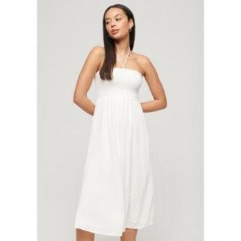 Superdry Beach-Midi Smock-Kleid (Weiß)