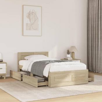 VidaXL Small Single Bed Frame with Headboard Sonoma Oak
