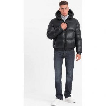 OMBRE Warme Herrenjacke mit Bündchen in Schwarz