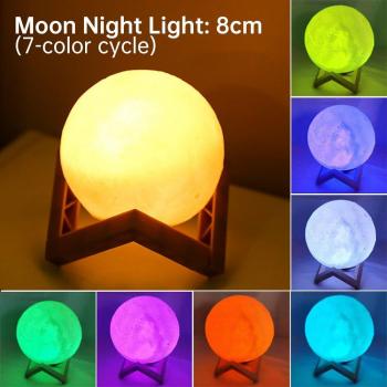Luz de Noche 3D con Estampado de Luna