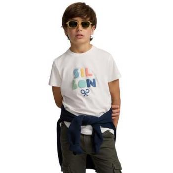 Camiseta de Niños Silbon: Blanco con Detalles a Todo Color