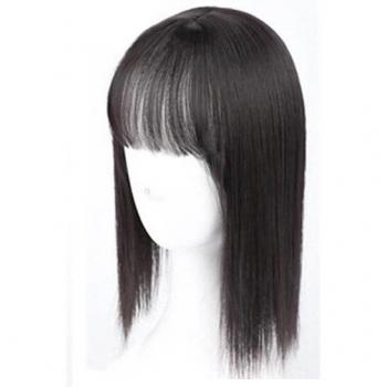 Accesorios para el cabello con flequillo, pelucas sintéticas largas, tonos negro/marrón