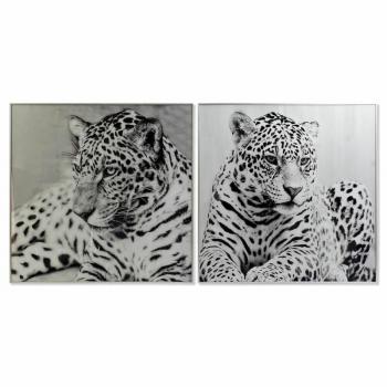 Black Colonial Leopard Duo Panel – 100 × 2.5 × 100 cm, Glass & Aluminum