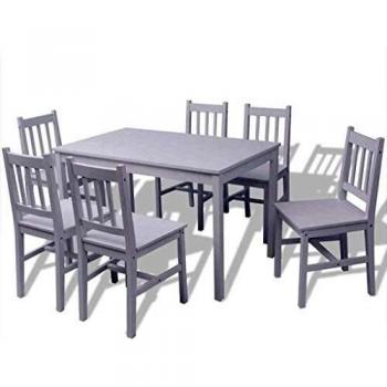 Conjunto De Comedor Doleur 6 Sillas + Mesa Madera De Pino Blanco