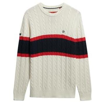 Pull Torsadé Rayé en Coton Superdry Bleu L