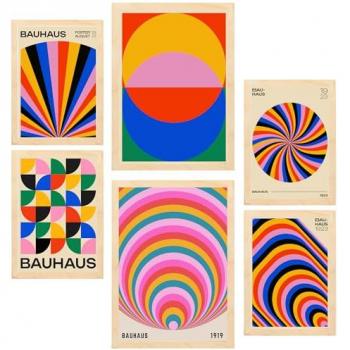 Set de Pósters Geométricos Bauhaus para Decorar Habitaciones A3 y A4