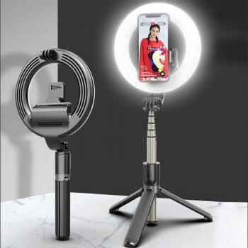 TC01 Wireless Selfie Stick with Foldable Tripod and Ring Light