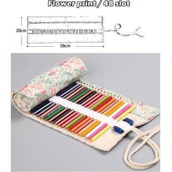 Flower Rose Marker and Brush Storage Roll 36/48/72 Slot Canvas Pouch A6756