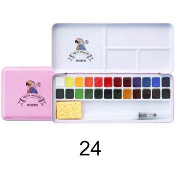 Pinturas MEILIANG Acuarela Sólida 24/36, Caja Metálica Portátil