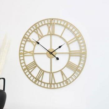 Gold Metal Skeleton Wall Clock 60cm x 60cm Home Accessories