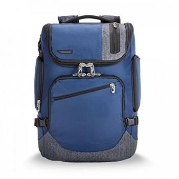 Bluetooth-Enabled Blue Excursion Backpack by Briggs & Riley, Offering a Spacious 22.8 Liters Storage Space and Measuring 46 cm Long