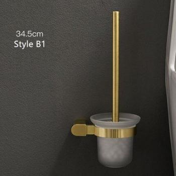 Aluminum Brushed Gold Toilet Brush Set