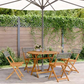 5-Piece Garden Dining Set with Grey Poly Rattan and Wood