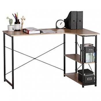 Gale Desk Corner: Madera y Metal, 2 Estanterías, 120x73x75 cm