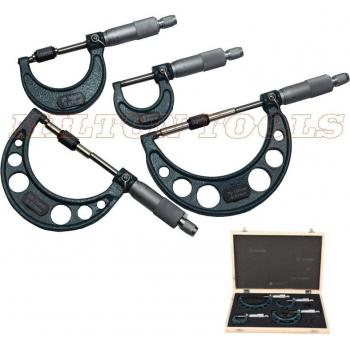 4-Piece Measuring Micrometer Set (0-25mm/50mm/75mm/100mm)