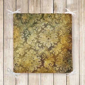 Yellow Black Ethnic Ottoman Seat Pad